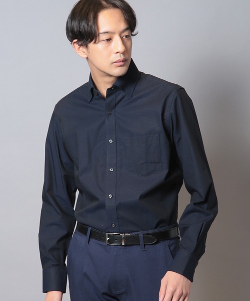 CROWDED CLOSET(クラウデッドクローゼット)の「コットンジャガードスナップダウンビジネスシャツ(シャツ/ブラウス・メンズ・ホワイト/ブルー/ダークネイビー・01/02/03/04)」の3枚目の写真