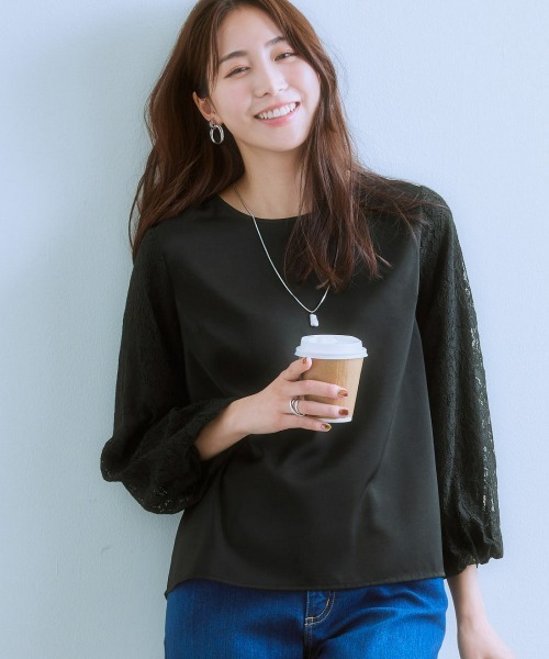 7days Life Styling(セブンデイズライフスタイリング)の「バルーンレース袖ブラウス(シャツ/ブラウス・レディース・オフホワイト/ブラック/サックスブルー・L/S/M/LL)」の1枚目の写真