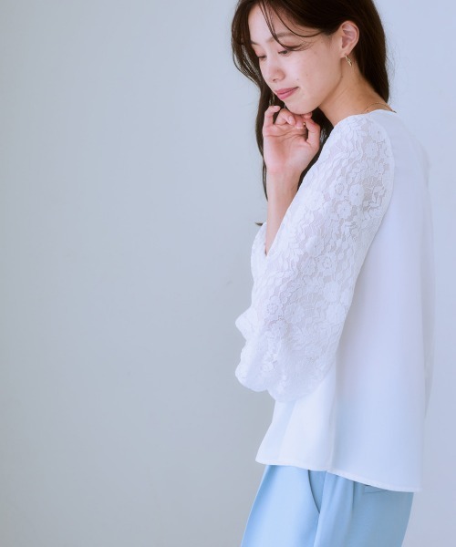 7days Life Styling(セブンデイズライフスタイリング)の「バルーンレース袖ブラウス(シャツ/ブラウス・レディース・オフホワイト/ブラック/サックスブルー・L/S/M/LL)」の6枚目の写真