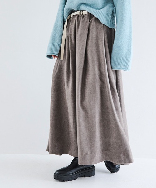 Crisp（クリスプ）の「ベルトフレアスカート（スカート・レディース・グレー/ベージュ・FREE）」の12枚目の写真
