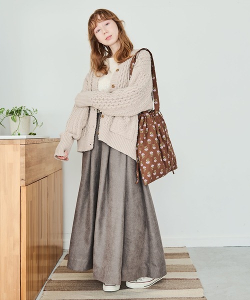 Crisp（クリスプ）の「ベルトフレアスカート（スカート・レディース・グレー/ベージュ・FREE）」の8枚目の写真