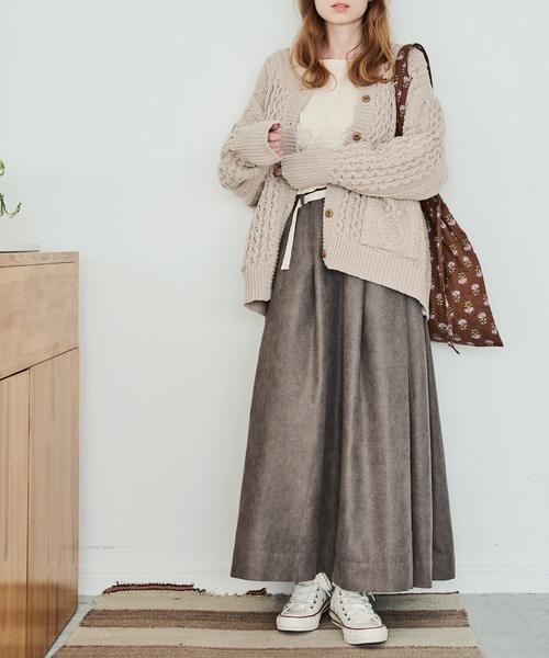 Crisp（クリスプ）の「ベルトフレアスカート（スカート・レディース・グレー/ベージュ・FREE）」の9枚目の写真