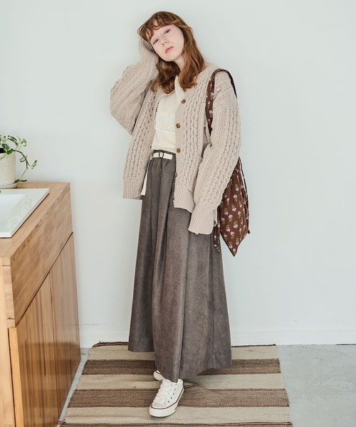 Crisp（クリスプ）の「ベルトフレアスカート（スカート・レディース・グレー/ベージュ・FREE）」の10枚目の写真