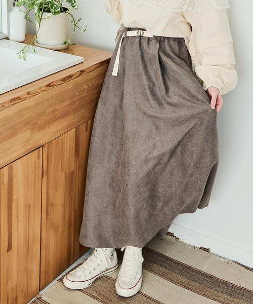 Crisp（クリスプ）の「ベルトフレアスカート（スカート・レディース・グレー/ベージュ・FREE）」の11枚目の写真