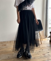 ボリュームチュールスカート ロング丈 シアースカート