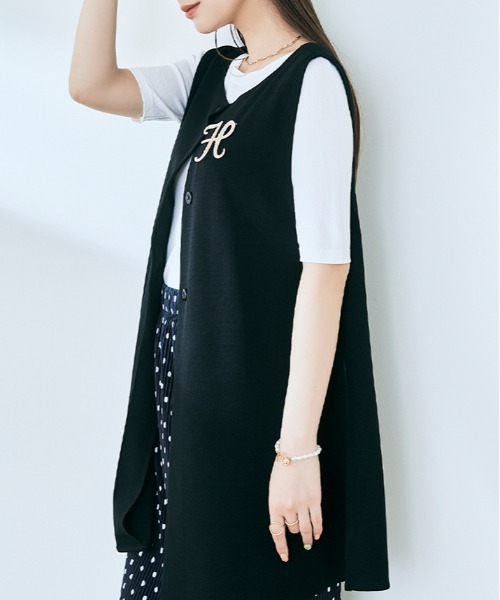 kirakiraShop(キラキラショップ)の「「mochiz」3way セミ フレア ジレ ベスト(ベスト・レディース・ブラック/ネイビー/ライトベージュ/チャコール・L/M)」の8枚目の写真
