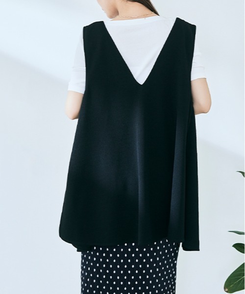 kirakiraShop(キラキラショップ)の「「mochiz」3way セミ フレア ジレ ベスト(ベスト・レディース・ブラック/ネイビー/ライトベージュ/チャコール・L/M)」の10枚目の写真