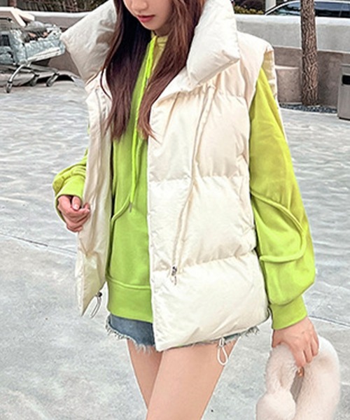 SHEPP(シープ)の「スタンドネック中綿ベスト(ダウンベスト・レディース・ベージュ/ブラック/ホワイト・M/XL/XXL/L)」の20枚目の写真