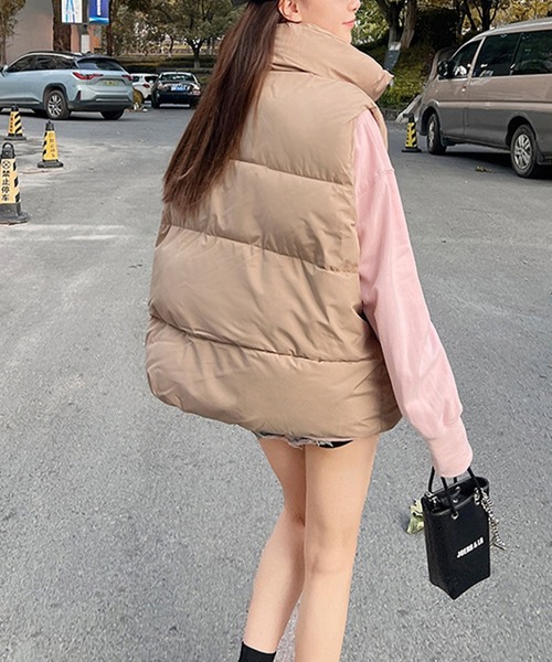 SHEPP(シープ)の「スタンドネック中綿ベスト(ダウンベスト・レディース・ベージュ/ブラック/ホワイト・M/XL/XXL/L)」の11枚目の写真