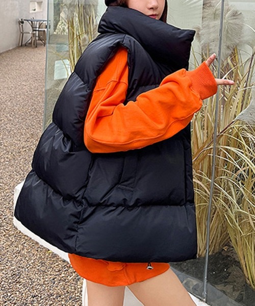 SHEPP(シープ)の「スタンドネック中綿ベスト(ダウンベスト・レディース・ベージュ/ブラック/ホワイト・M/XL/XXL/L)」の16枚目の写真