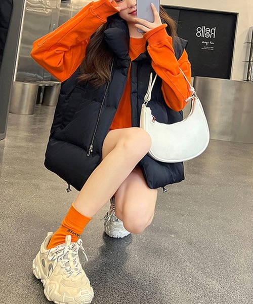 SHEPP(シープ)の「スタンドネック中綿ベスト(ダウンベスト・レディース・ベージュ/ブラック/ホワイト・M/XL/XXL/L)」の15枚目の写真