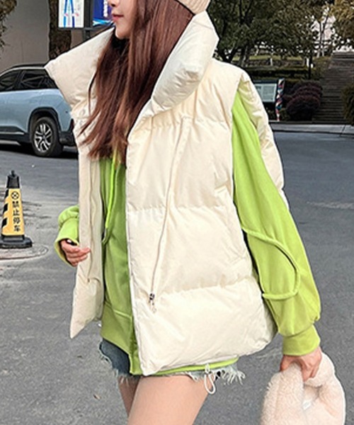 SHEPP(シープ)の「スタンドネック中綿ベスト(ダウンベスト・レディース・ベージュ/ブラック/ホワイト・M/XL/XXL/L)」の19枚目の写真