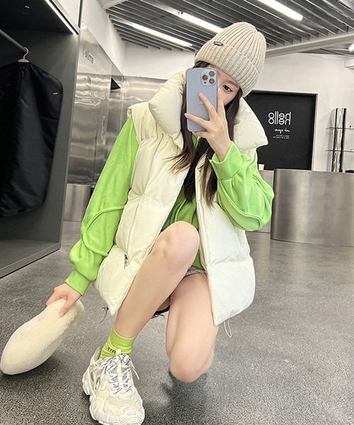 SHEPP(シープ)の「スタンドネック中綿ベスト(ダウンベスト・レディース・ベージュ/ブラック/ホワイト・M/XL/XXL/L)」の18枚目の写真