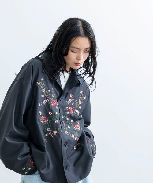 Ms.REIKO⭐️ミズレイコ フラワー刺繍 ジャケット ブラック13号 Ms.REIKO⭐️ミズレイコ フラワー刺繍 ジャケット ブラック13号