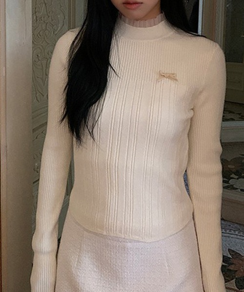 【美品✨】ルネ　トップス　ニット　フリル　パール　2021年　34 美品✨】ルネ トップス ニット フリル パール 2021年 34 - メルカリ