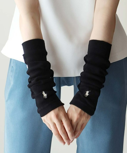 POLO RALPH LAUREN（ポロ ラルフ ローレン）の「POLO RALPH LAUREN レディース オーガニックコットン混 ワンポイント アーム＆レッグウォーマー 03228638（アームカバー・レディース・ブラック/ライトグレー/ネイビー・FREE）」の4枚目の写真