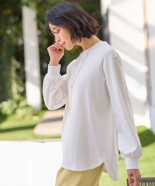 ANY(エニィ)の「ビューティベーシックロングTシャツ(Tシャツ/カットソー・レディース・グレー系/ブルー系/イエロー系/アイボリー系・F)」の11枚目の写真