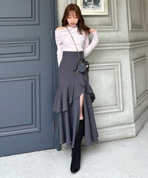rienda（リエンダ）の「フリルスリットハイウエストスカートショート 