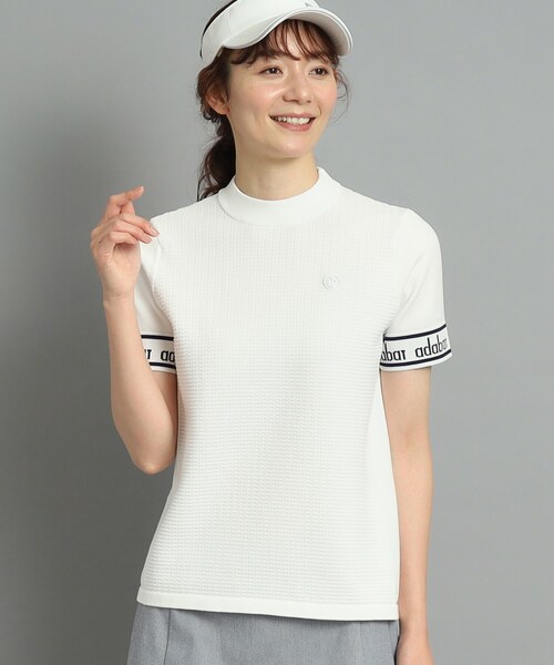 adabat（アダバット）の「◆【手洗い可】袖ロゴデザイン 半袖ボトルネックプルオーバー（ニット/セーター・レディース・ホワイト/ネイビー/ブラック/グリーン・38/42/40/36）」の13枚目の写真