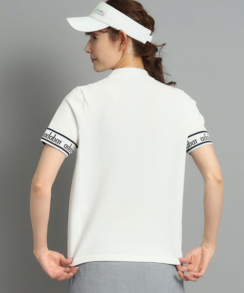 adabat（アダバット）の「◆【手洗い可】袖ロゴデザイン 半袖ボトルネックプルオーバー（ニット/セーター・レディース・ホワイト/ネイビー/ブラック/グリーン・38/42/40/36）」の14枚目の写真