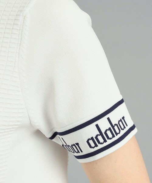 adabat（アダバット）の「◆【手洗い可】袖ロゴデザイン 半袖ボトルネックプルオーバー（ニット/セーター・レディース・ホワイト/ネイビー/ブラック/グリーン・38/42/40/36）」の15枚目の写真