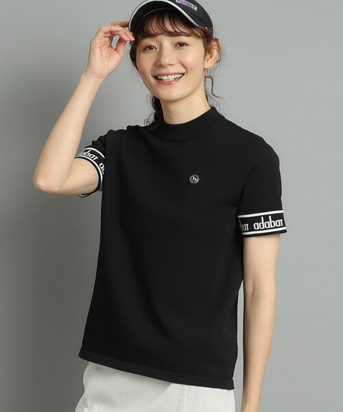 adabat（アダバット）の「◆【手洗い可】袖ロゴデザイン 半袖ボトルネックプルオーバー（ニット/セーター・レディース・ホワイト/ネイビー/ブラック/グリーン・38/42/40/36）」の19枚目の写真