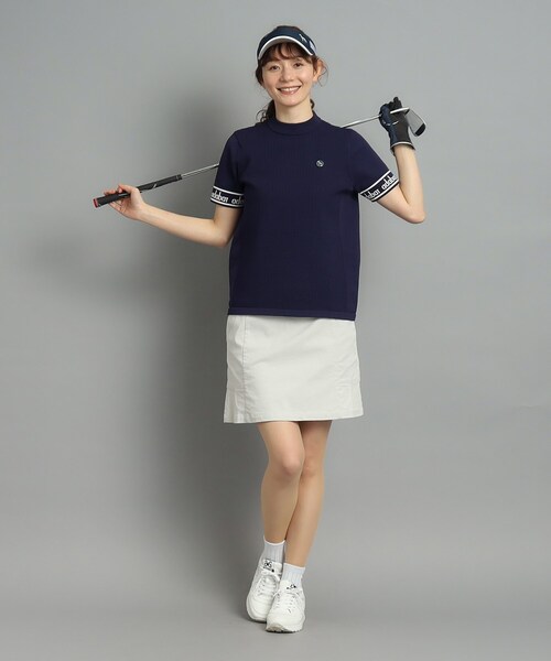 adabat（アダバット）の「◆【手洗い可】袖ロゴデザイン 半袖ボトルネックプルオーバー（ニット/セーター・レディース・ホワイト/ネイビー/ブラック/グリーン・38/42/40/36）」の6枚目の写真