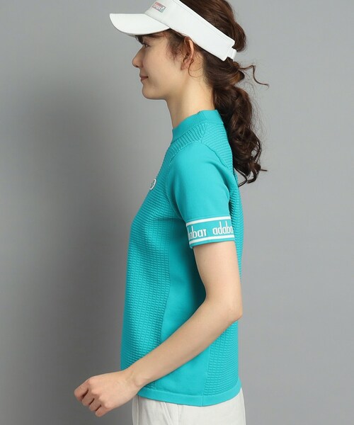 adabat（アダバット）の「◆【手洗い可】袖ロゴデザイン 半袖ボトルネックプルオーバー（ニット/セーター・レディース・ホワイト/ネイビー/ブラック/グリーン・38/42/40/36）」の8枚目の写真