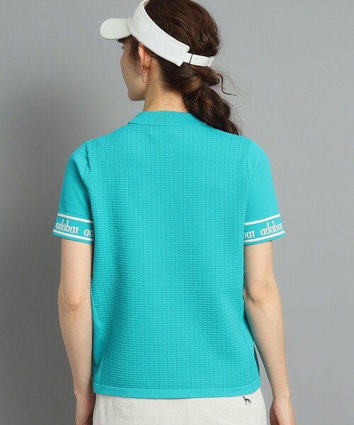 adabat（アダバット）の「◆【手洗い可】袖ロゴデザイン 半袖ボトルネックプルオーバー（ニット/セーター・レディース・ホワイト/ネイビー/ブラック/グリーン・38/42/40/36）」の9枚目の写真