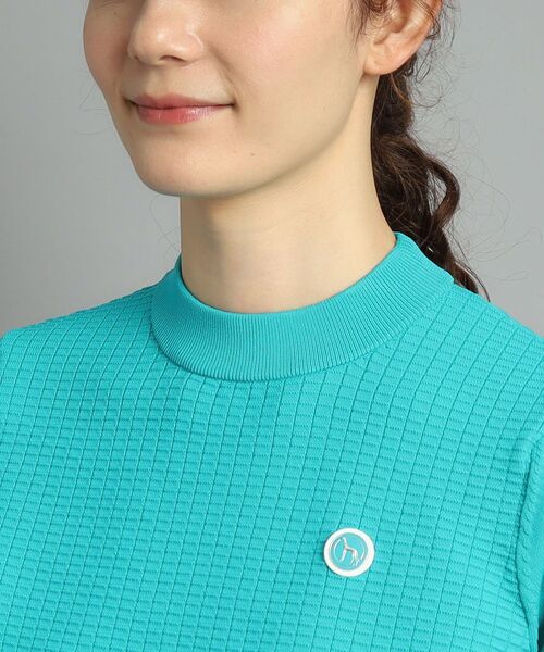 adabat（アダバット）の「◆【手洗い可】袖ロゴデザイン 半袖ボトルネックプルオーバー（ニット/セーター・レディース・ホワイト/ネイビー/ブラック/グリーン・38/42/40/36）」の10枚目の写真