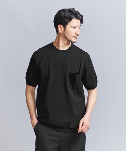 BEAUTY&YOUTH UNITED ARROWS（ビューティーアンドユースユナイテッドアローズ）の「【WEB限定 WARDROBE SMART】マシーンウォッシュ 1ポケット ニット Tシャツ【抗菌・防臭】（Tシャツ/カットソー・メンズ・ホワイト/ダークグレー/ブラック・S/M/L/XL）」の4枚目の写真