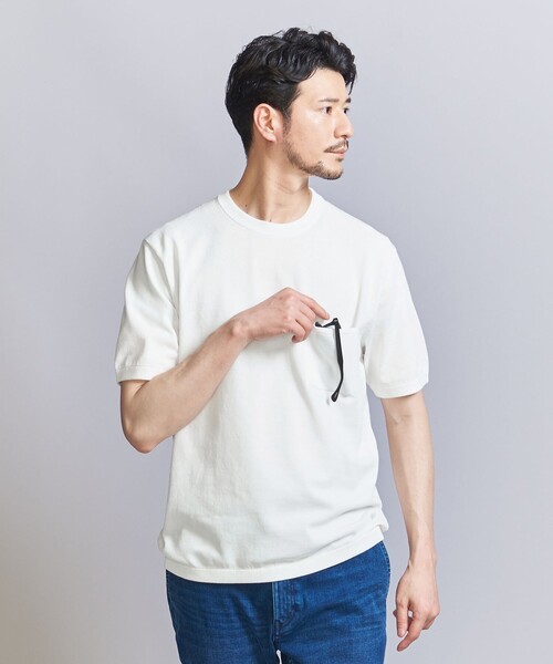 BEAUTY&YOUTH UNITED ARROWS（ビューティーアンドユースユナイテッドアローズ）の「【WEB限定 WARDROBE SMART】マシーンウォッシュ 1ポケット ニット Tシャツ【抗菌・防臭】（Tシャツ/カットソー・メンズ・ホワイト/ダークグレー/ブラック・S/M/L/XL）」の7枚目の写真