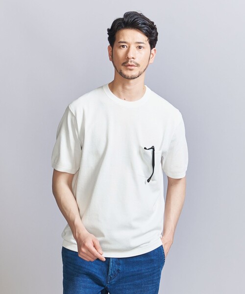 BEAUTY&YOUTH UNITED ARROWS（ビューティーアンドユースユナイテッドアローズ）の「【WEB限定 WARDROBE SMART】マシーンウォッシュ 1ポケット ニット Tシャツ【抗菌・防臭】（Tシャツ/カットソー・メンズ・ホワイト/ダークグレー/ブラック・S/M/L/XL）」の8枚目の写真
