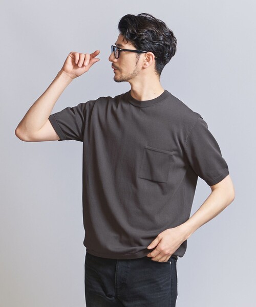 BEAUTY&YOUTH UNITED ARROWS（ビューティーアンドユースユナイテッドアローズ）の「【WEB限定 WARDROBE SMART】マシーンウォッシュ 1ポケット ニット Tシャツ【抗菌・防臭】（Tシャツ/カットソー・メンズ・ホワイト/ダークグレー/ブラック・S/M/L/XL）」の11枚目の写真