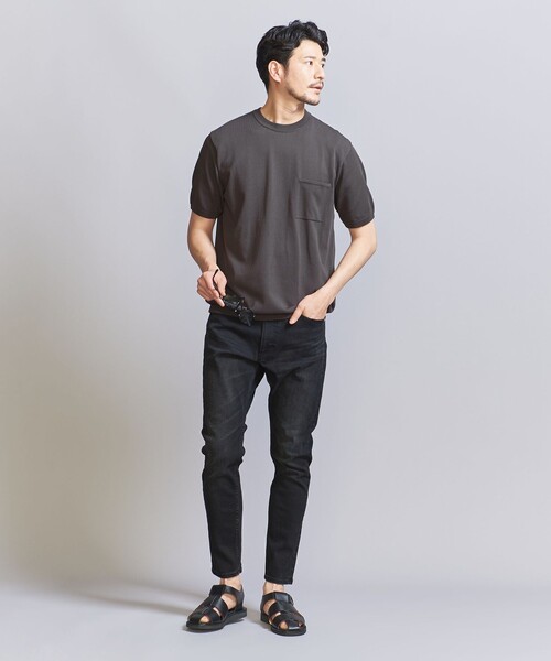 BEAUTY&YOUTH UNITED ARROWS（ビューティーアンドユースユナイテッドアローズ）の「【WEB限定 WARDROBE SMART】マシーンウォッシュ 1ポケット ニット Tシャツ【抗菌・防臭】（Tシャツ/カットソー・メンズ・ホワイト/ダークグレー/ブラック・S/M/L/XL）」の12枚目の写真
