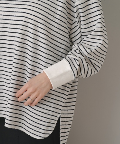 Kastane（カスタネ）の「B ワッフルボーダープルオーバー（Tシャツ/カットソー・レディース・ブラック/ベージュ/オフホワイト・FREE）」の14枚目の写真