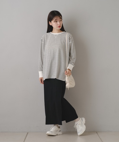 Kastane（カスタネ）の「B ワッフルボーダープルオーバー（Tシャツ/カットソー・レディース・ブラック/ベージュ/オフホワイト・FREE）」の7枚目の写真