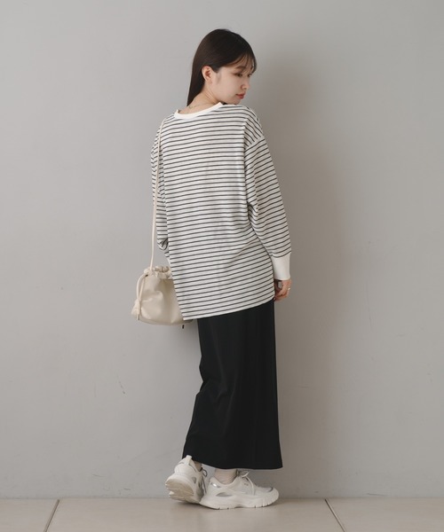 Kastane（カスタネ）の「B ワッフルボーダープルオーバー（Tシャツ/カットソー・レディース・ブラック/ベージュ/オフホワイト・FREE）」の9枚目の写真