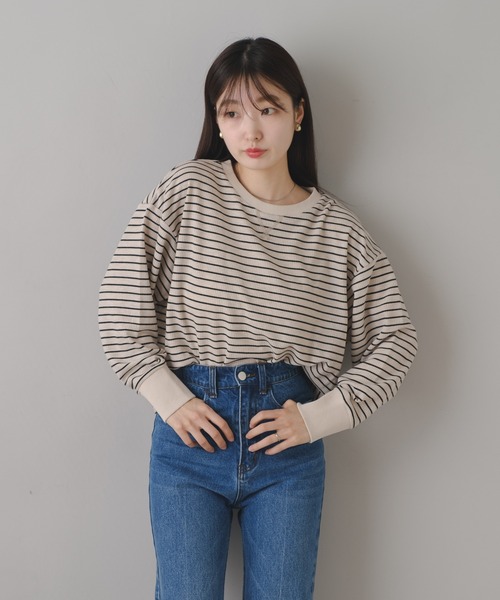 Kastane（カスタネ）の「B ワッフルボーダープルオーバー（Tシャツ/カットソー・レディース・ブラック/ベージュ/オフホワイト・FREE）」の16枚目の写真