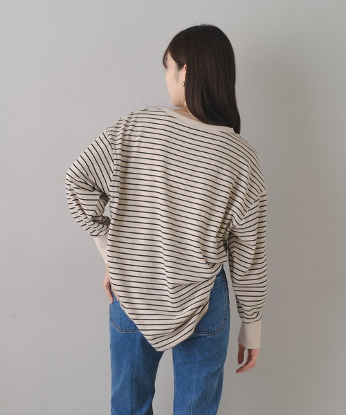 Kastane（カスタネ）の「B ワッフルボーダープルオーバー（Tシャツ/カットソー・レディース・ブラック/ベージュ/オフホワイト・FREE）」の18枚目の写真