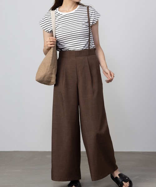NAVY(ネイビー)の「NAVY杢調麻ライク2WAYサロペット+インナーTシャツSET アンサブル(サロペット/オーバーオール・レディース・ブラック/ベージュ/ブラウン・S/M/L/XL)」の3枚目の写真