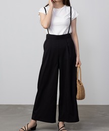 NAVY杢調麻ライク２WAYサロペット＋インナーTシャツSET アンサブル