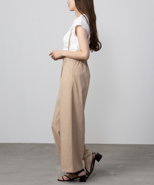 NAVY(ネイビー)の「NAVY杢調麻ライク2WAYサロペット+インナーTシャツSET アンサブル(サロペット/オーバーオール・レディース・ブラック/ベージュ/ブラウン・S/M/L/XL)」の5枚目の写真
