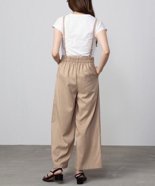 NAVY(ネイビー)の「NAVY杢調麻ライク2WAYサロペット+インナーTシャツSET アンサブル(サロペット/オーバーオール・レディース・ブラック/ベージュ/ブラウン・S/M/L/XL)」の6枚目の写真
