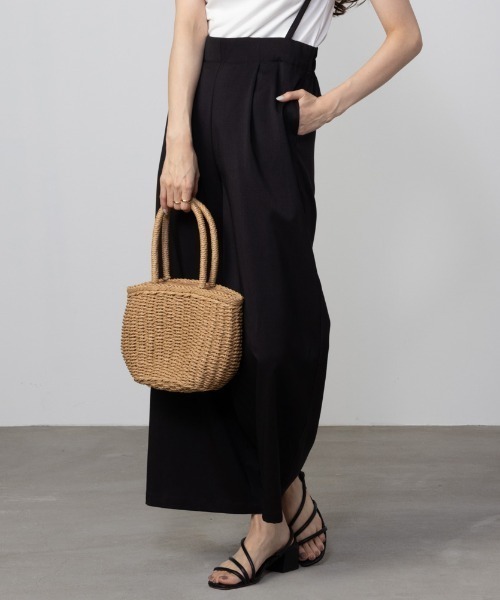 NAVY(ネイビー)の「NAVY杢調麻ライク2WAYサロペット+インナーTシャツSET アンサブル(サロペット/オーバーオール・レディース・ブラック/ベージュ/ブラウン・S/M/L/XL)」の7枚目の写真