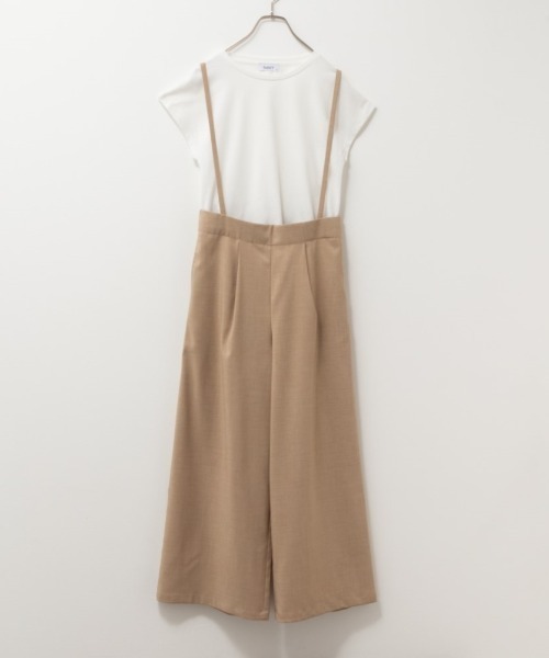 NAVY(ネイビー)の「NAVY杢調麻ライク2WAYサロペット+インナーTシャツSET アンサブル(サロペット/オーバーオール・レディース・ブラック/ベージュ/ブラウン・S/M/L/XL)」の9枚目の写真