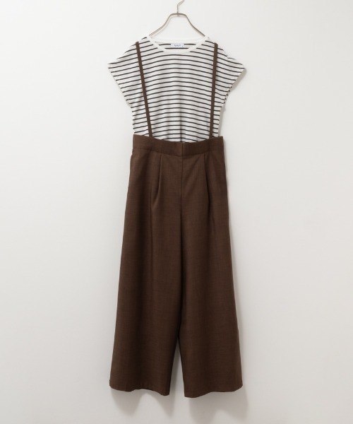 NAVY(ネイビー)の「NAVY杢調麻ライク2WAYサロペット+インナーTシャツSET アンサブル(サロペット/オーバーオール・レディース・ブラック/ベージュ/ブラウン・S/M/L/XL)」の12枚目の写真