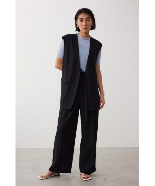 crie conforto（クリーコンフォルト）の「2タックワイドパンツ（スラックス・レディース・ブラック/ベージュ・SMALL/MEDIUM）」の4枚目の写真