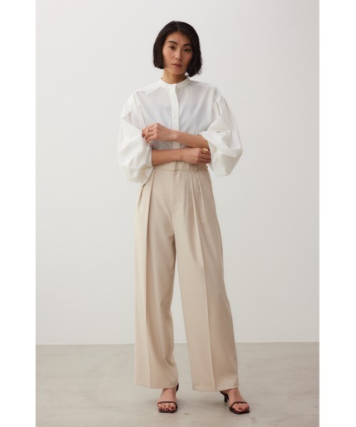 crie conforto（クリーコンフォルト）の「2タックワイドパンツ（スラックス・レディース・ブラック/ベージュ・SMALL/MEDIUM）」の5枚目の写真