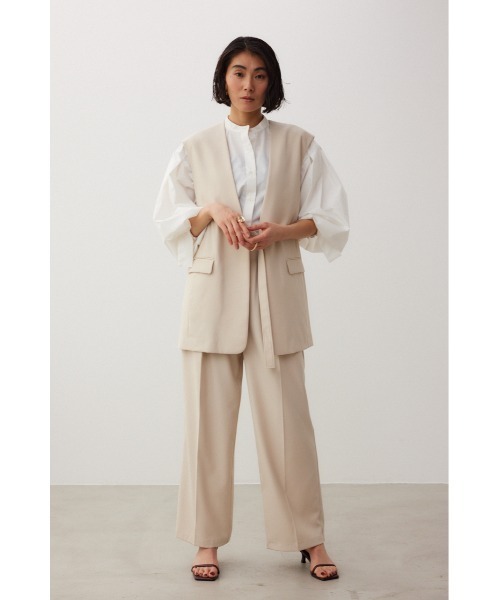 crie conforto（クリーコンフォルト）の「2タックワイドパンツ（スラックス・レディース・ブラック/ベージュ・SMALL/MEDIUM）」の6枚目の写真